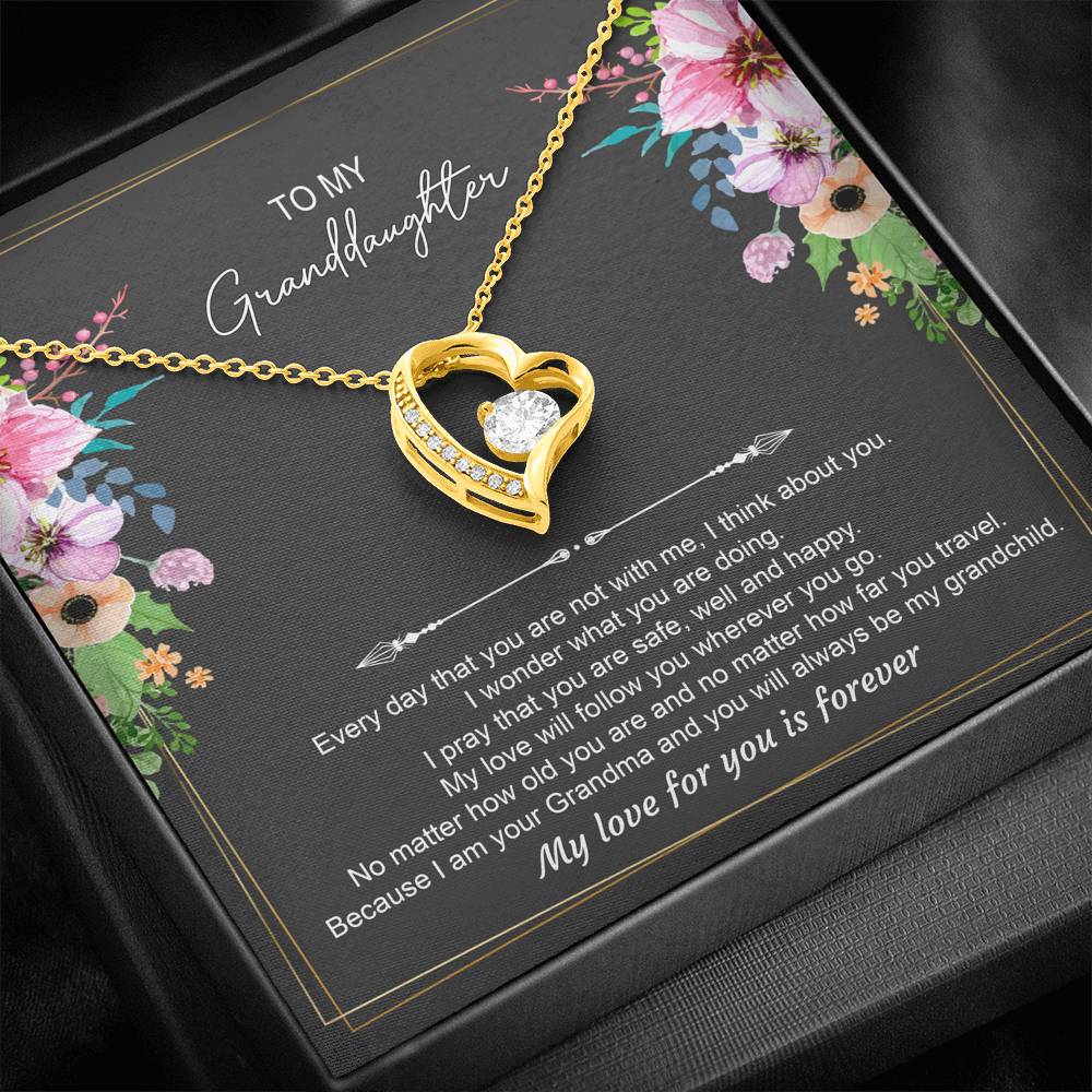 To My Granddaughter Gifts, Every Day That You Are Not With Me, Forever Love Heart Necklace For Women, Birthday Present Idea From Grandma Grandpa