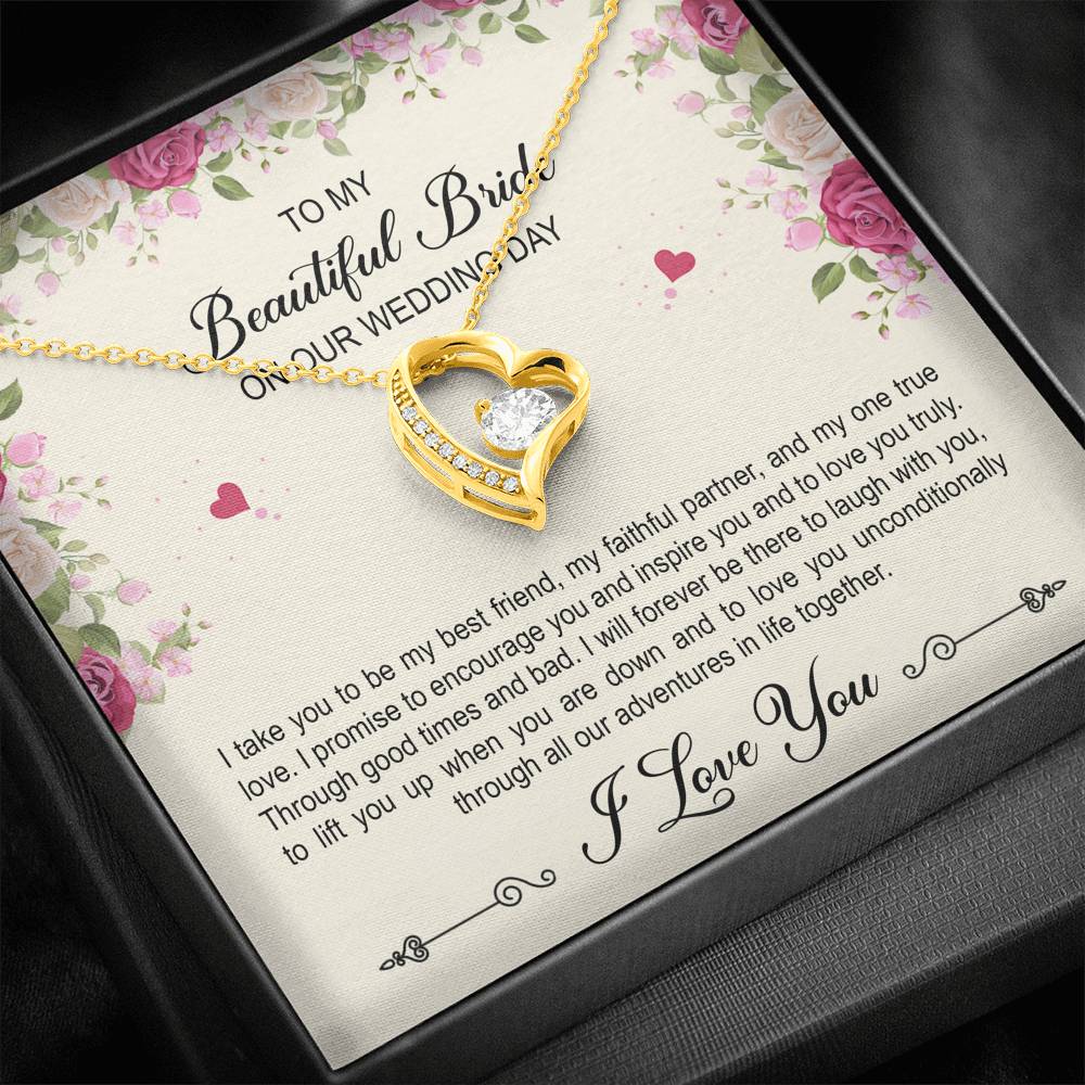 To My Bride Gifts, I Take You To Be My Best Friend , Forever Love Heart Necklace For Women, Wedding Day Thank You Ideas From Groom