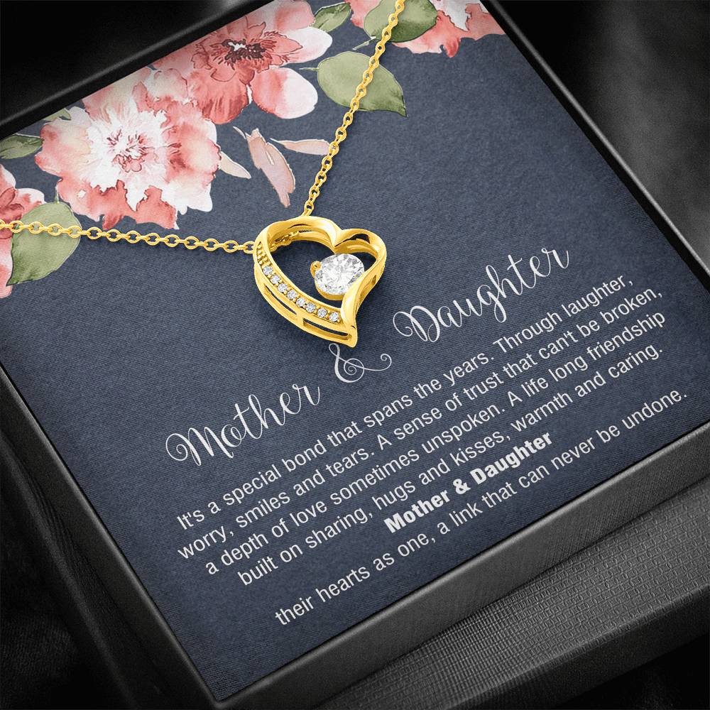 To My Mom Gifts, Mother and Daughter Bond, Forever Love Heart Necklace For Women, Birthday Mothers Day Present From Daughter