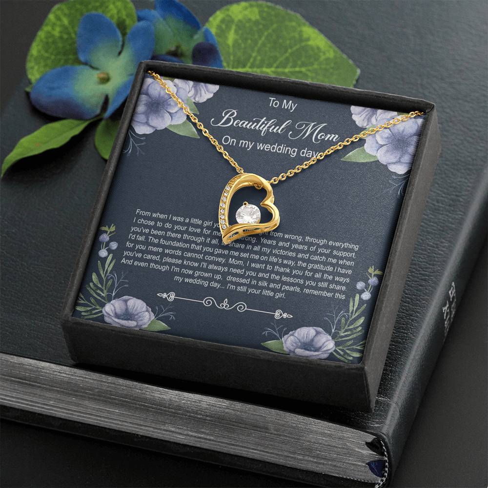 Mom of the Bride Gifts, You Thought Me Right From Wrong, Forever Love Heart Necklace For Women, Wedding Day Thank You Ideas From Bride