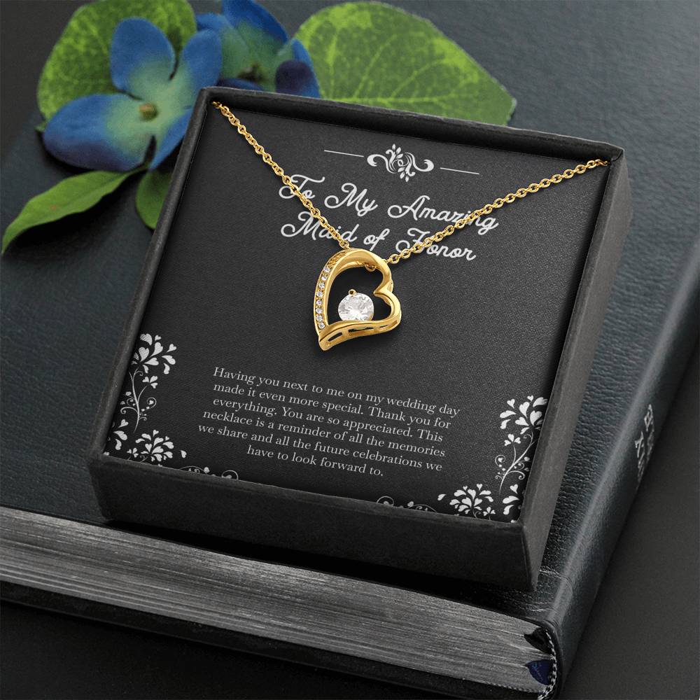 To My Maid Of Honor Gifts, Having You Next To Me, Forever Love Heart Necklace For Women, Wedding Day Thank You Ideas From Bride