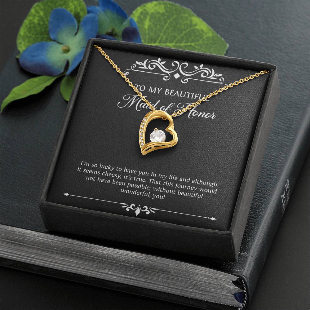 To My Maid of Honor Gifts, I'm Lucky To Have You, Forever Love Heart Necklace For Women, Wedding Day Thank You Ideas From Bride