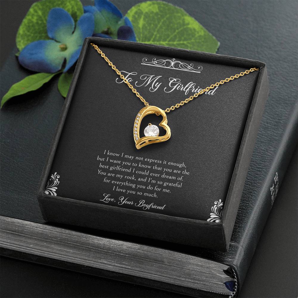To My Girlfriend, You Are My Rock, Forever Love Heart Necklace For Women, Anniversary Birthday Valentines Day Gifts From Boyfriend
