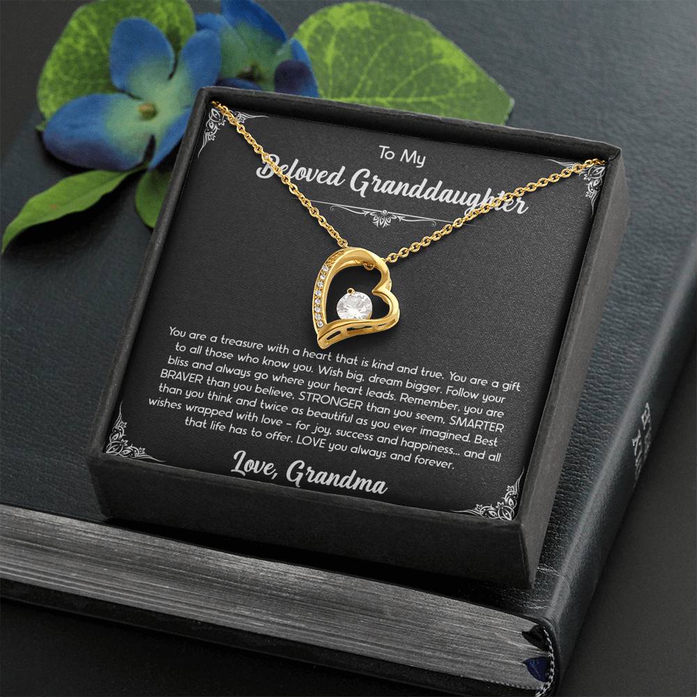 To My Granddaughter Gifts, You Are A Gift, Forever Love Heart Necklace For Women, Birthday Present Idea From Grandma