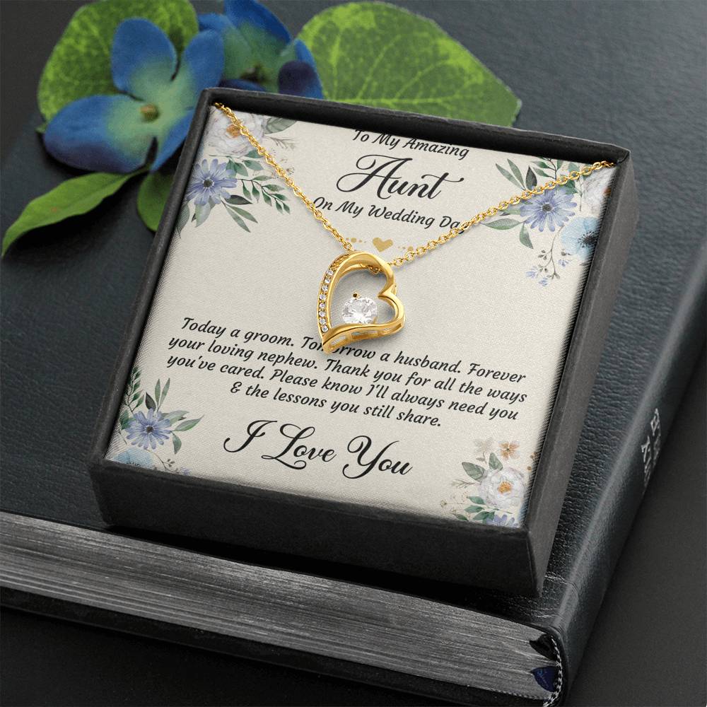 Aunt of the Groom Gifts, Forever Your Nephew, Forever Love Heart Necklace For Women, Wedding Day Thank You Ideas From Groom