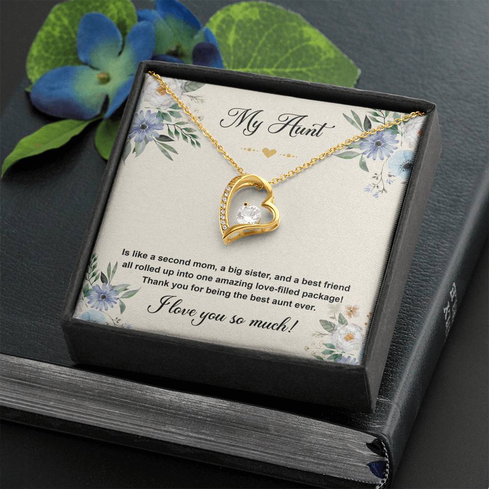 To My Aunt Gifts, Second Mom, Forever Love Heart Necklace For Women, Aunt Birthday Present From Niece Nephew