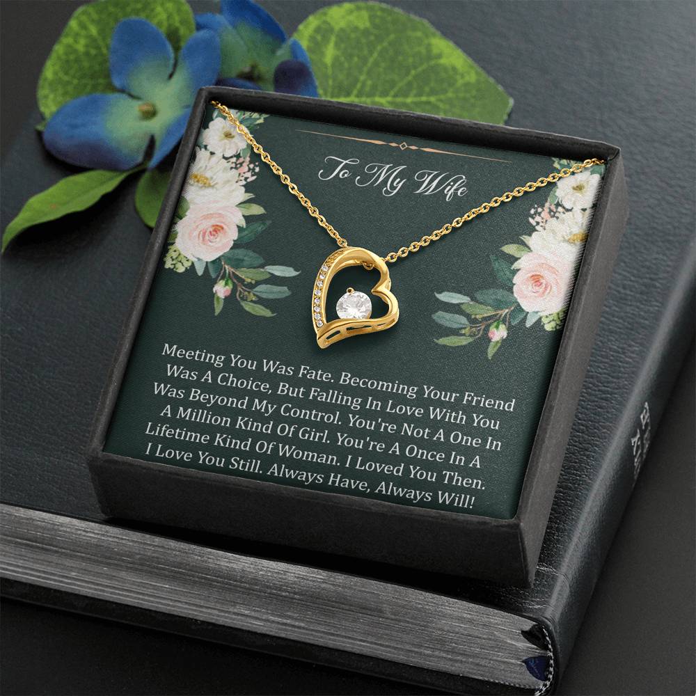 To My Wife, Meeting You Was Fate, Forever Love Heart Necklace For Women, Anniversary Birthday Gifts From Husband