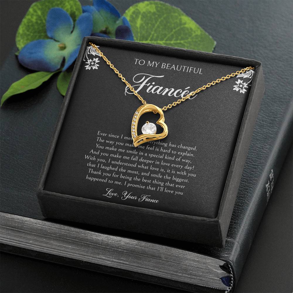 To My Fiancée, I'll Love You Forever, Forever Love Heart Necklace For Women, Anniversary Birthday Valentines Day Gifts From Fiancé