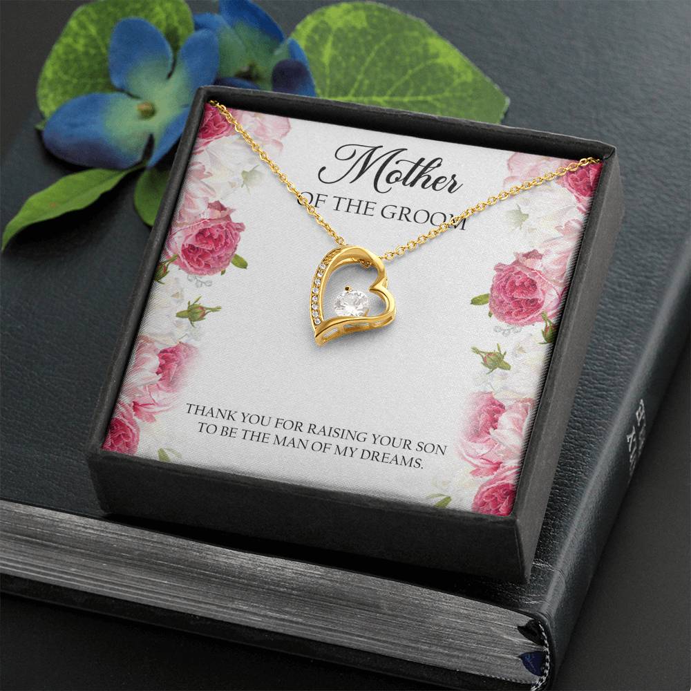 Mom of the Groom Gifts, Thank You For Raising Your Son, Forever Love Heart Necklace For Women, Wedding Day Thank You Ideas From Bride