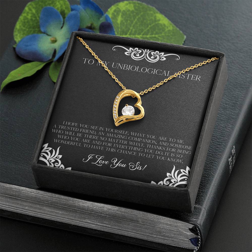 To My Unbiological Sister Gifts, I Hope You See in Yourself, Forever Love Heart Necklace For Women, Birthday Present Idea From Sister-in-law