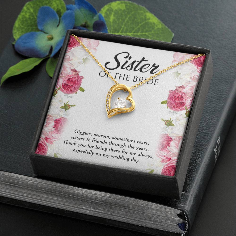 Sister of the Bride Gifts, Thanks For Being There, Forever Love Heart Necklace For Women, Wedding Day Thank You Ideas From Bride