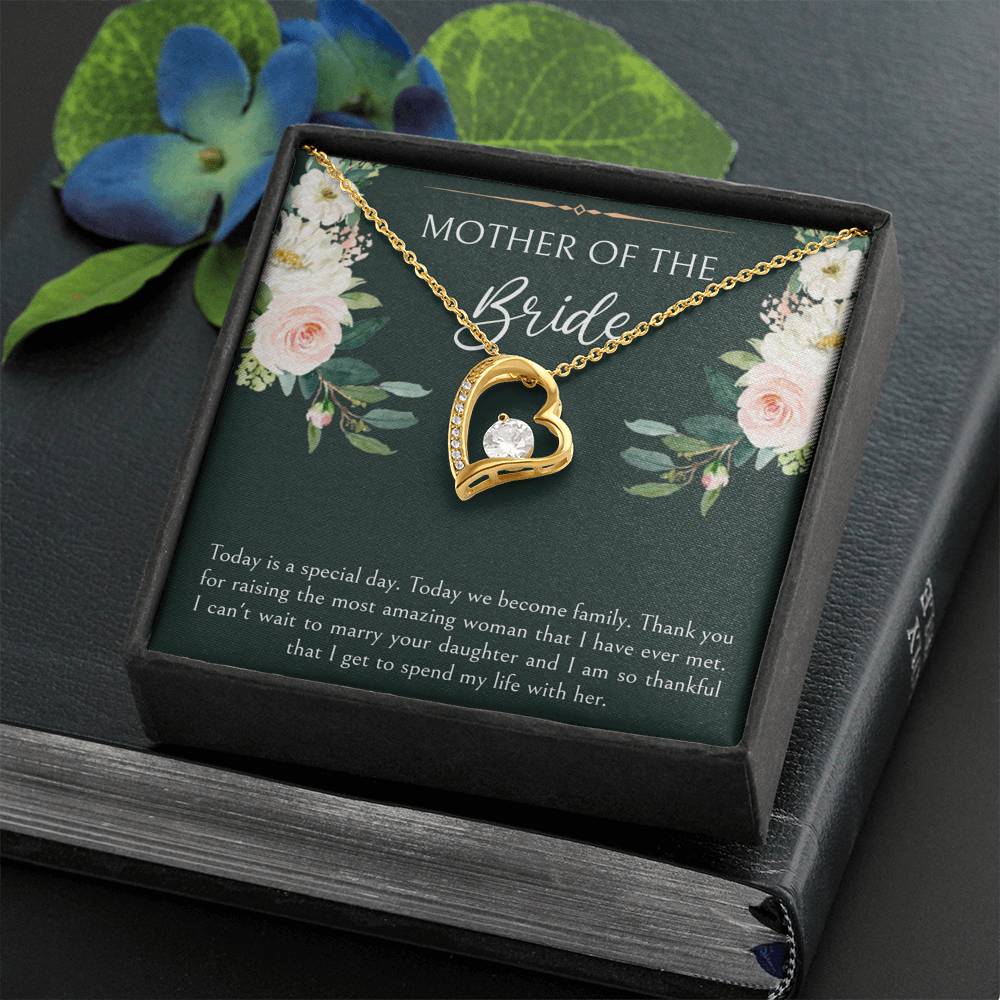 Mom of the Bride Gifts, Today We Become Family, Forever Love Heart Necklace For Women, Wedding Day Thank You Ideas From Groom