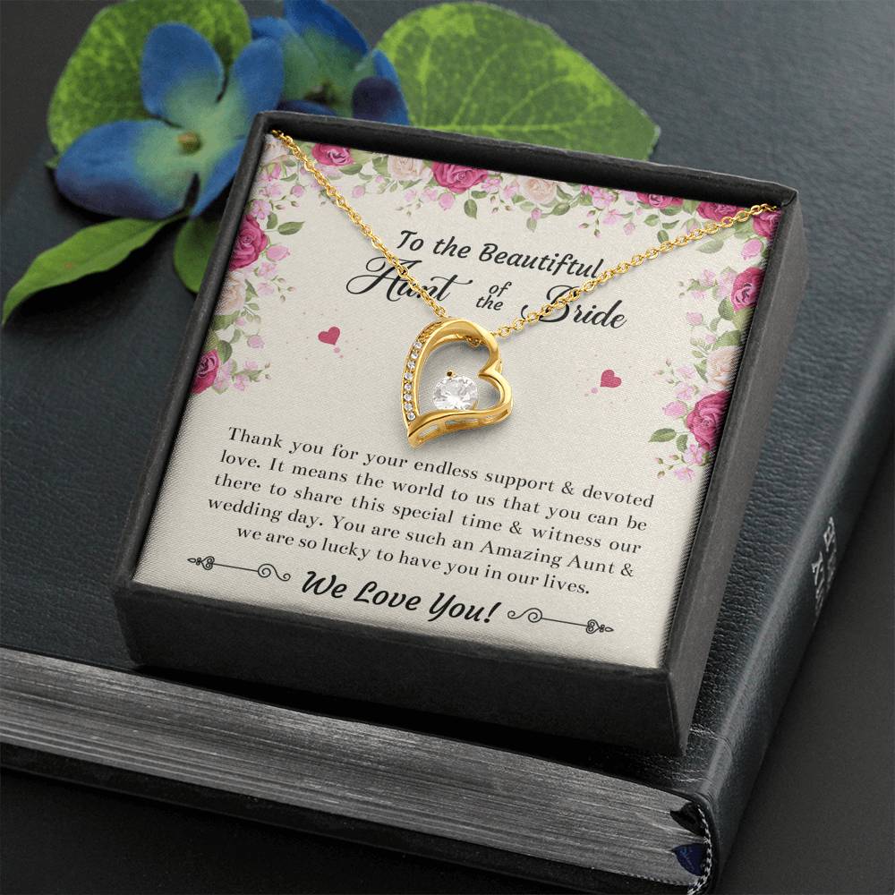 Aunt of the Bride Gifts, Thank You For Your Support, Forever Love Heart Necklace For Women, Wedding Day Thank You Ideas From Bride