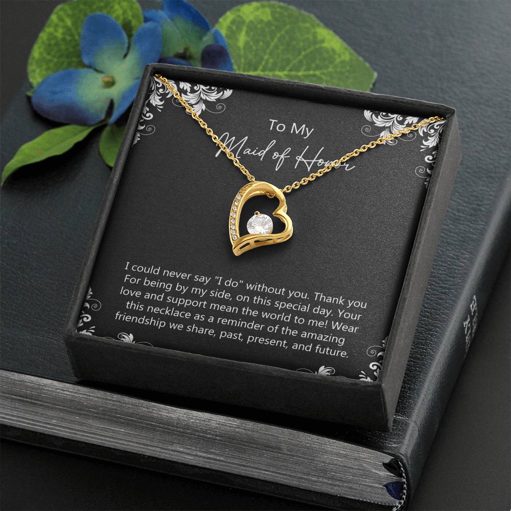 To My Maid Of Honor Gifts, Love And Support, Forever Love Heart Necklace For Women, Wedding Day Thank You Ideas From Bride