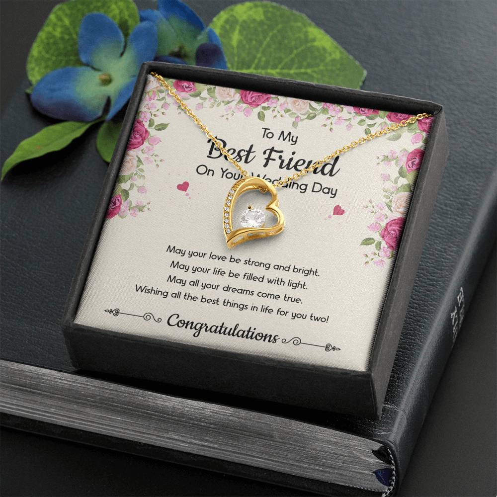 Bride Gifts, May Your Love Be Strong And Bright, Forever Love Heart Necklace For Women, Wedding Day Thank You Ideas From Best Friend