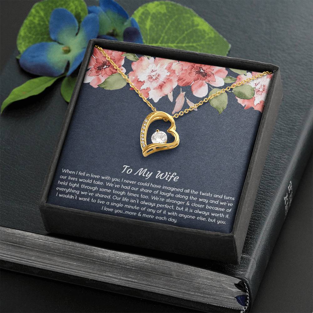 To My Wife, When I Fell In Love With You, Forever Love Heart Necklace For Women, Anniversary Birthday Gifts From Husband