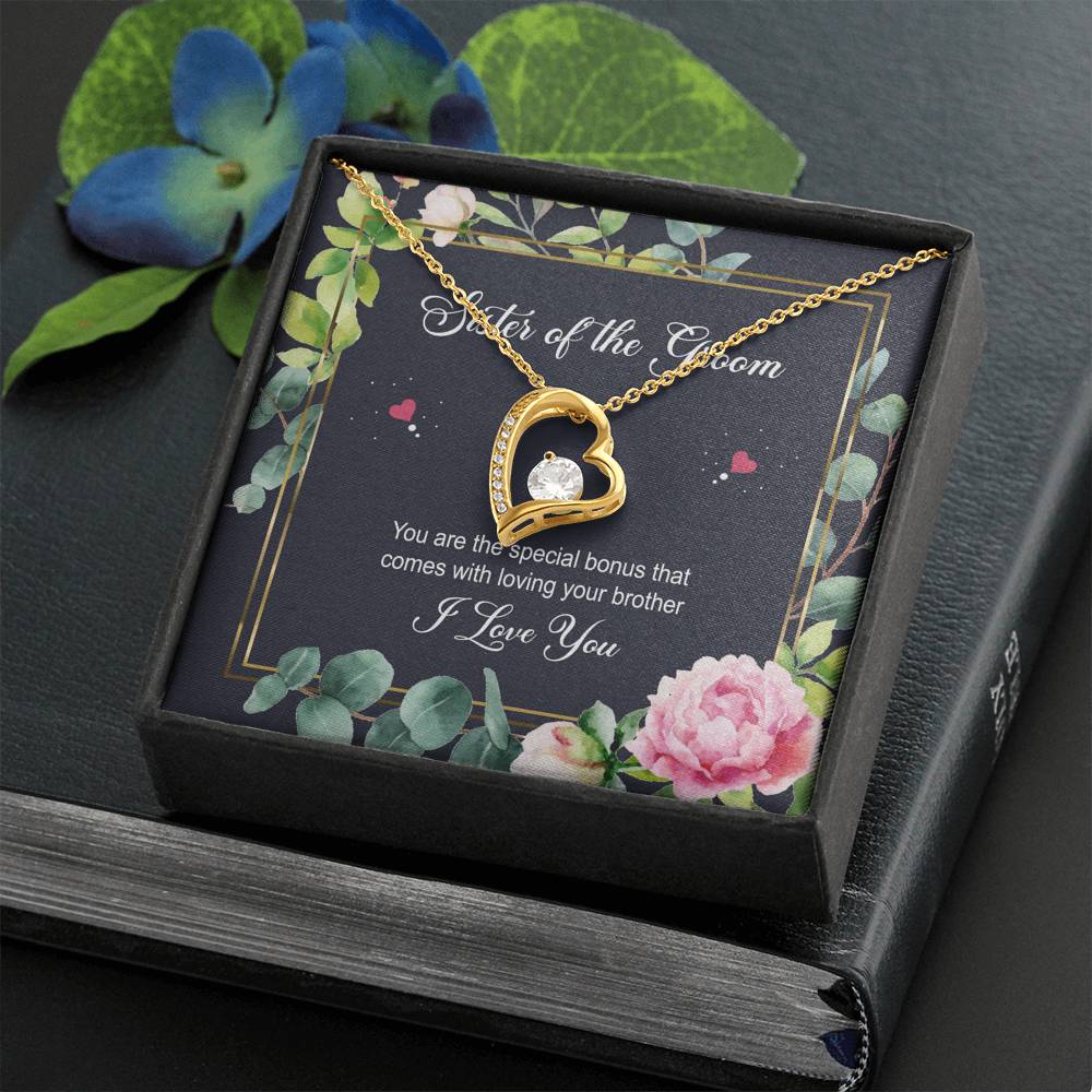 Sister of the Groom Gifts, You Are The Special Bonus, Forever Love Heart Necklace For Women, Wedding Day Thank You Ideas From Bride