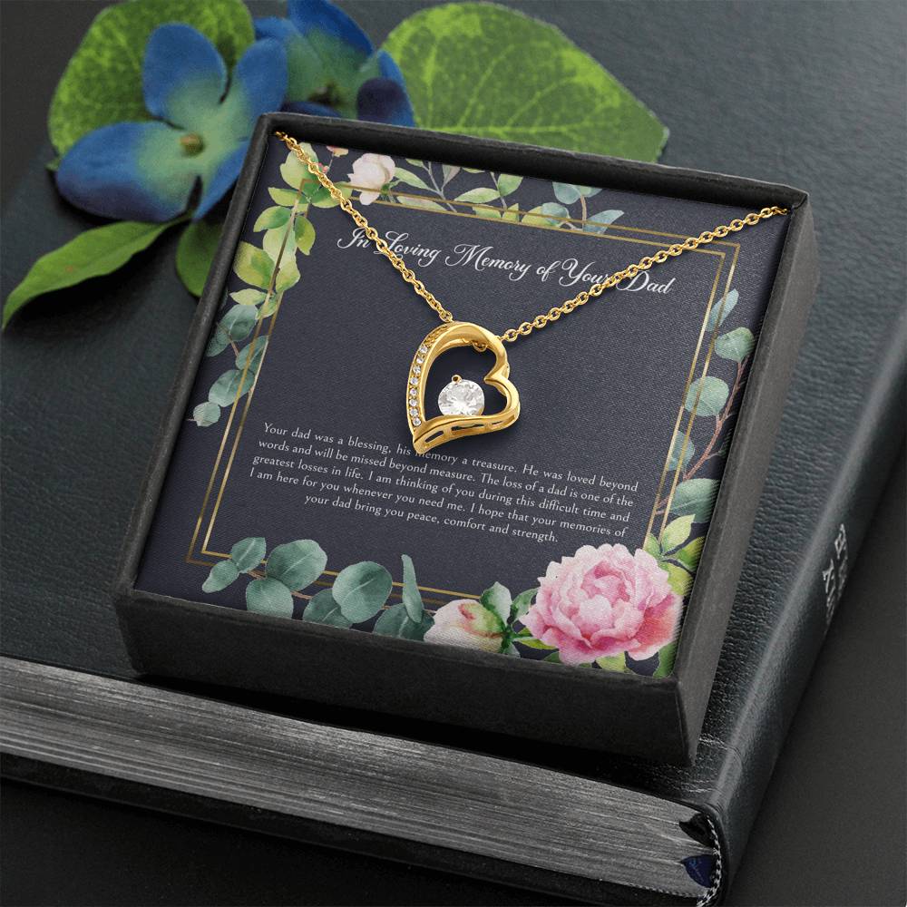 Loss of Dad Gifts, In Loving Memory, Sympathy Forever Love Heart Necklace For Loss of Dad, Memorial Sorry For Your Loss Present