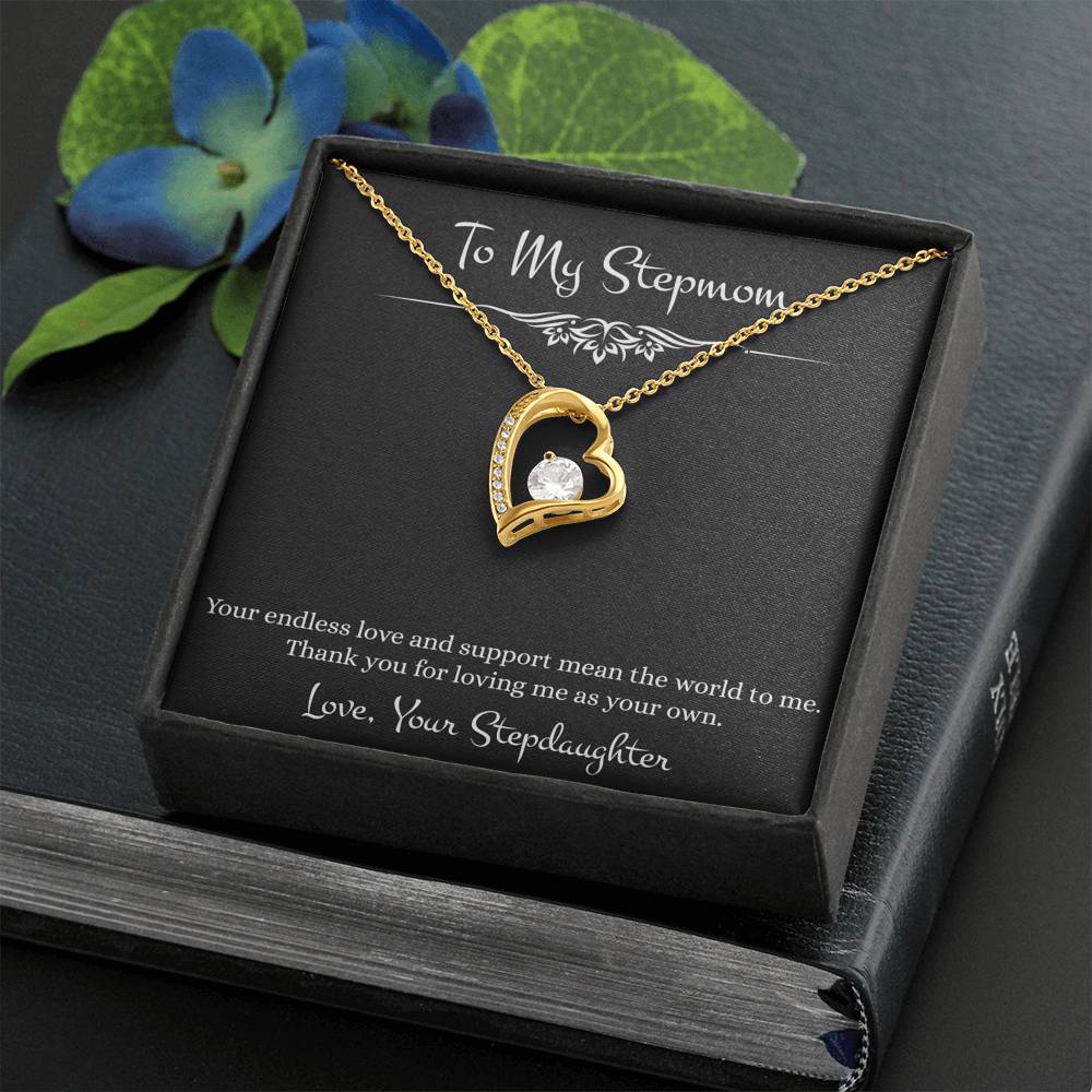 To My Stepmom Gifts, Your Endless Love And Support, Forever Love Heart Necklace For Women, Birthday Mothers Day Present From Stepdaughter