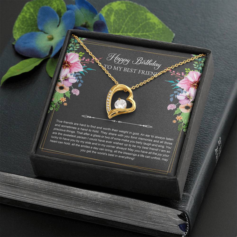 Birthday Gifts For Women, Lucky To Have You, Forever Love Heart Necklace, Happy Birthday Message Card Jewelry For Best Friend