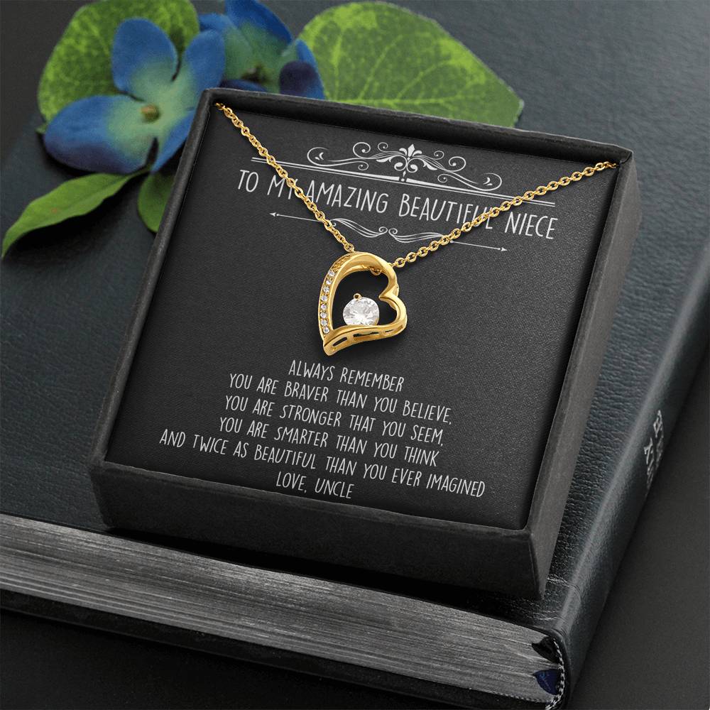 To My Niece  Gifts, Always Remember, Forever Love Heart Necklace For Women, Birthday Present Idea From Uncle
