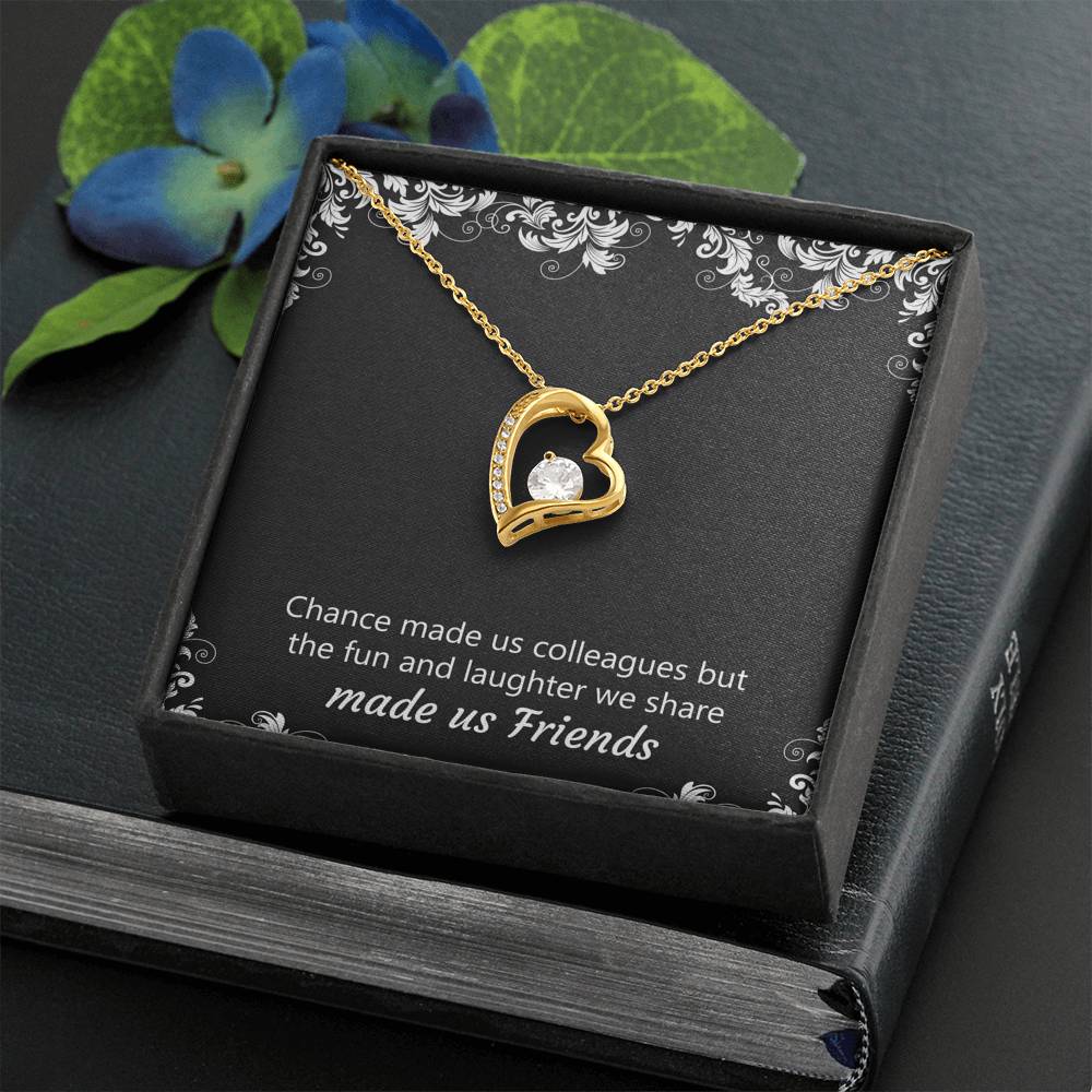 Retirement Gifts, Chance Made Us Colleagues, Happy Retirement Forever Love Heart Necklace For Women, Retirement Party Favor From Coworkers