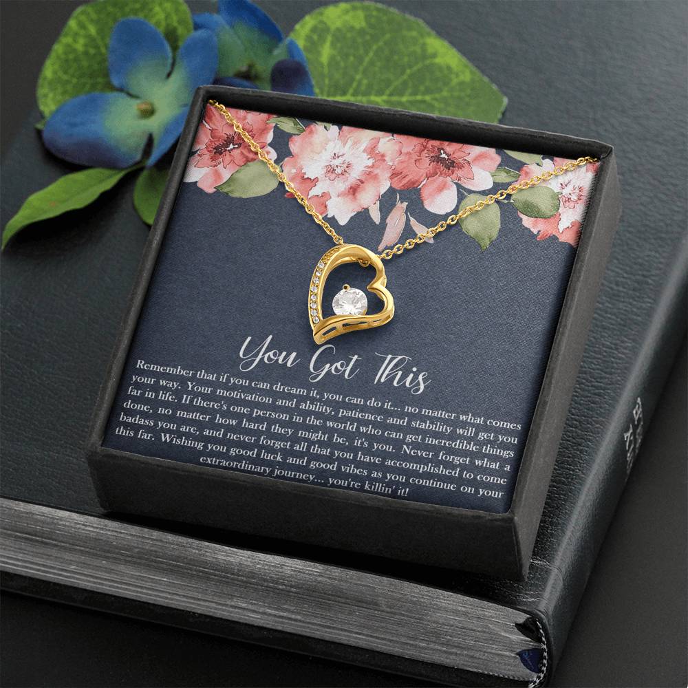 Encouragement Gifts, You Got This, Motivational Forever Love Heart Necklace For Women, Sympathy Inspiration Friendship Present
