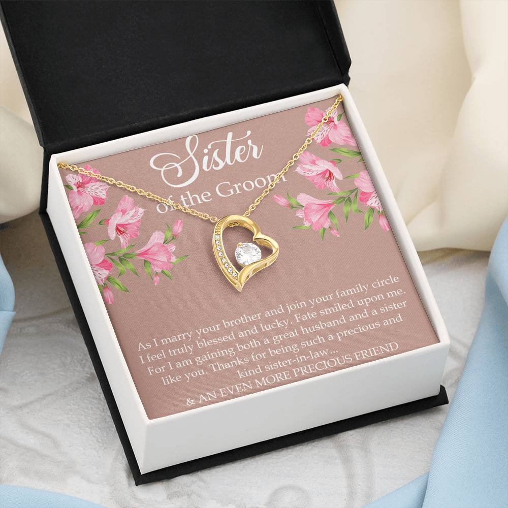 Sister of the Groom Gifts, As I Marry Your Brother, Forever Love Heart Necklace For Women, Wedding Day Thank You Ideas From Bride