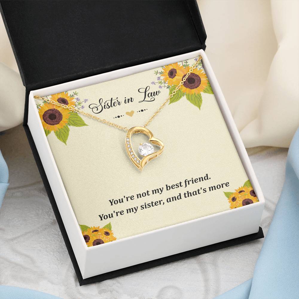 To My Sister-in-law Gifts, You're Not My Best Friend, Forever Love Heart Necklace For Women, Birthday Present Idea From Sister