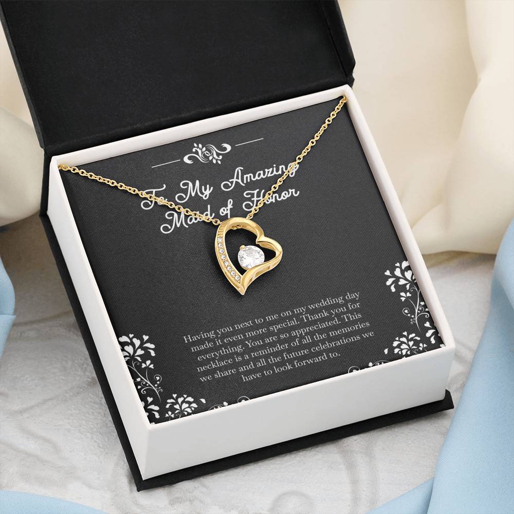 To My Maid Of Honor Gifts, Having You Next To Me, Forever Love Heart Necklace For Women, Wedding Day Thank You Ideas From Bride