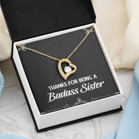 Load image into Gallery viewer, To My Badass Sister Gifts, Thanks For Being A Badass Sister, Forever Love Heart Necklace For Women, Birthday Present Idea From Sister
