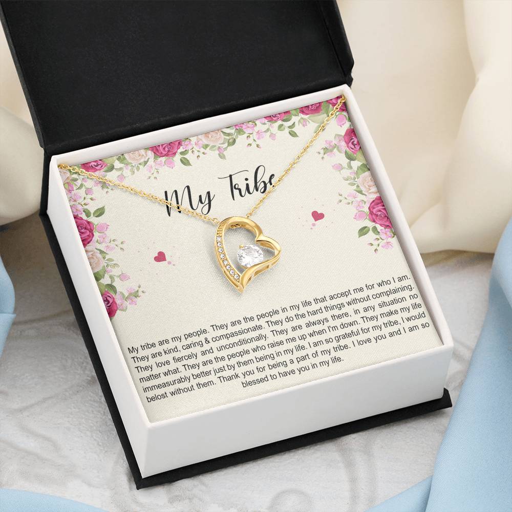 To My Best Friend Gifts, My Tribe , Forever Love Heart Necklace For Women, Birthday Present Idea From Bestie