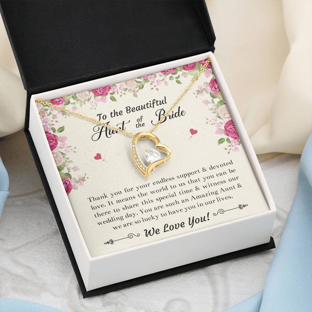 Aunt of the Bride Gifts, Thank You For Your Support, Forever Love Heart Necklace For Women, Wedding Day Thank You Ideas From Bride