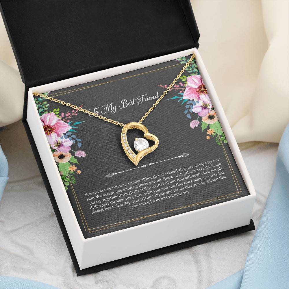 To My Best Friend Gifts, Friends Are Our Chosen Family, Forever Love Heart Necklace For Women, Birthday Present Idea From Bestie