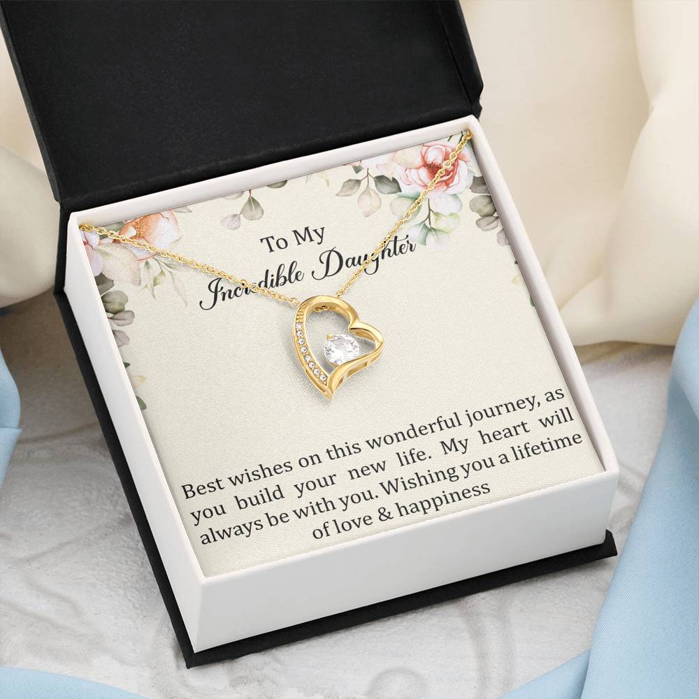 To My Bride Gifts, Best Wishes, Forever Love Heart Necklace For Women, Wedding Day Thank You Ideas From Mom