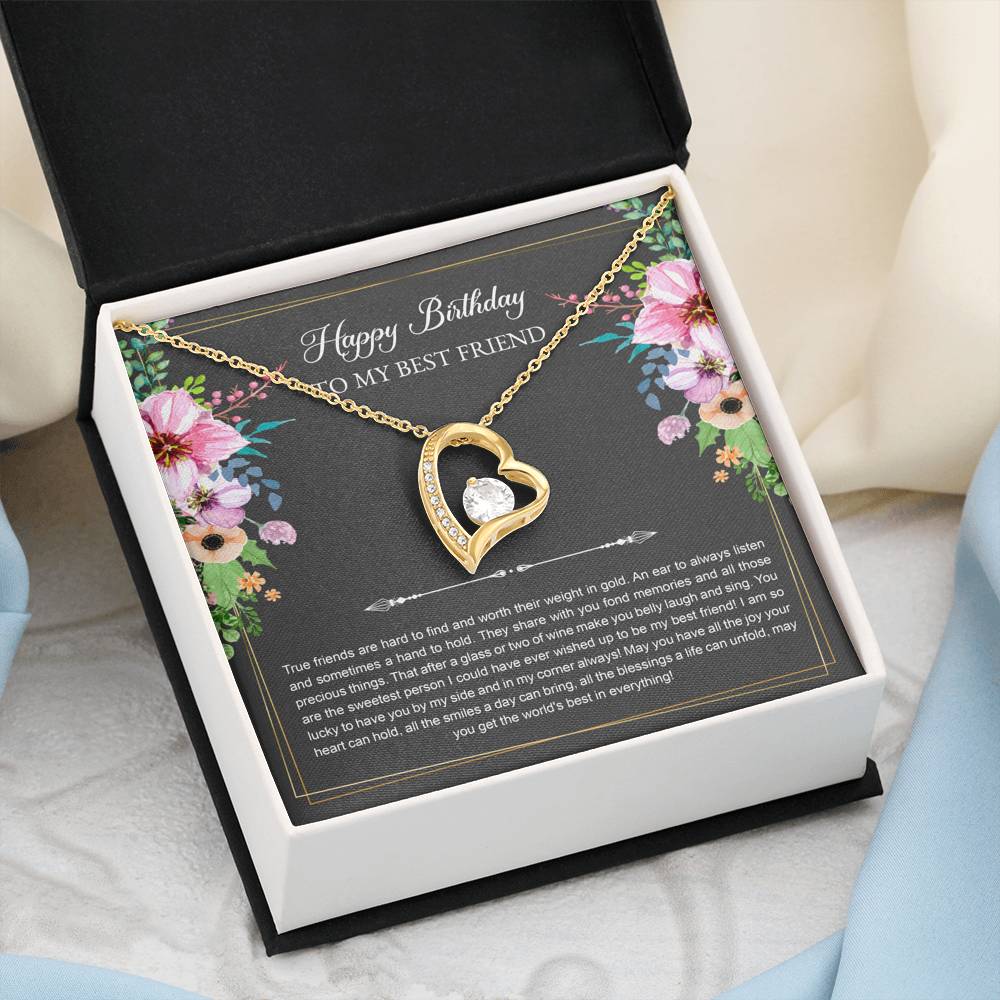 Birthday Gifts For Women, Lucky To Have You, Forever Love Heart Necklace, Happy Birthday Message Card Jewelry For Best Friend