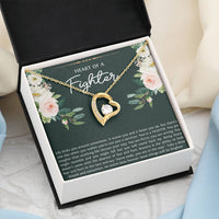 Load image into Gallery viewer, Encouragement Gifts, Heart of a Fighter, Motivational Forever Love Heart Necklace For Women, Sympathy Inspiration Friendship Present
