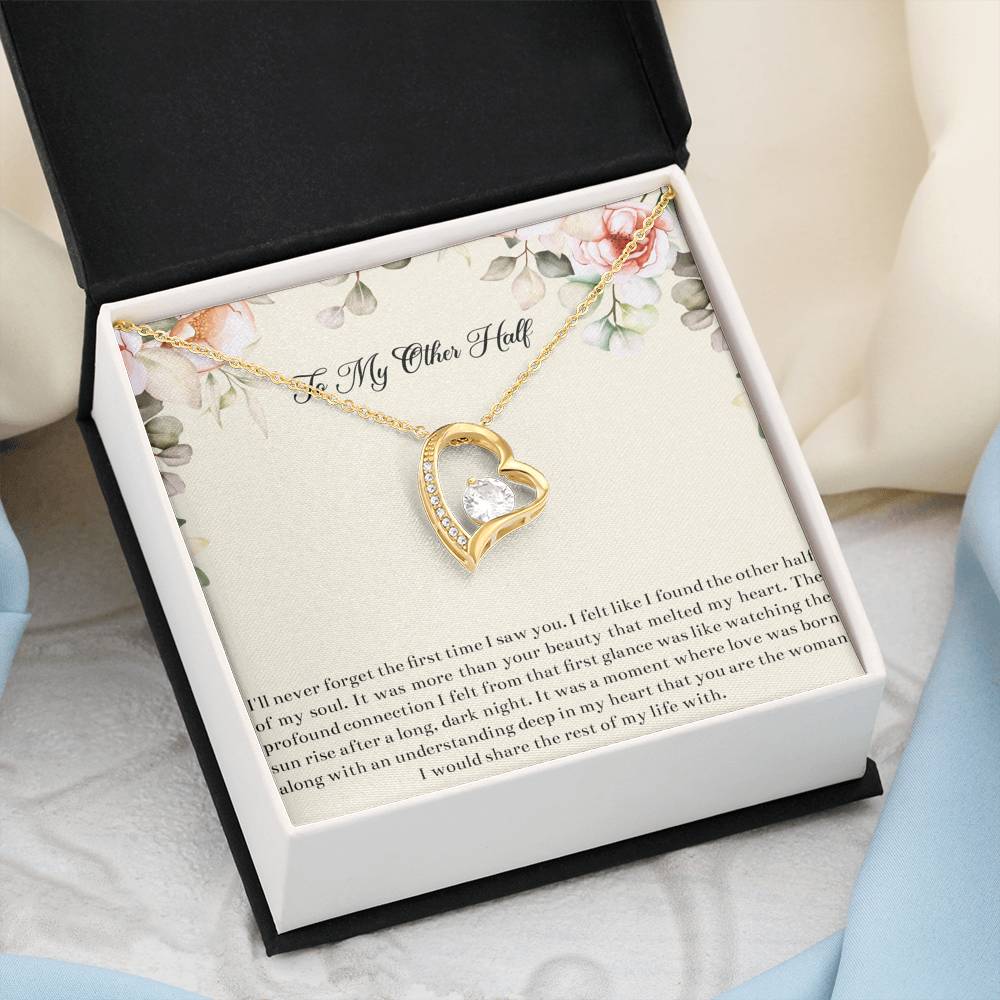 To My Wife, My Other Half, Forever Love Heart Necklace For Women, Anniversary Birthday Gifts From Husband