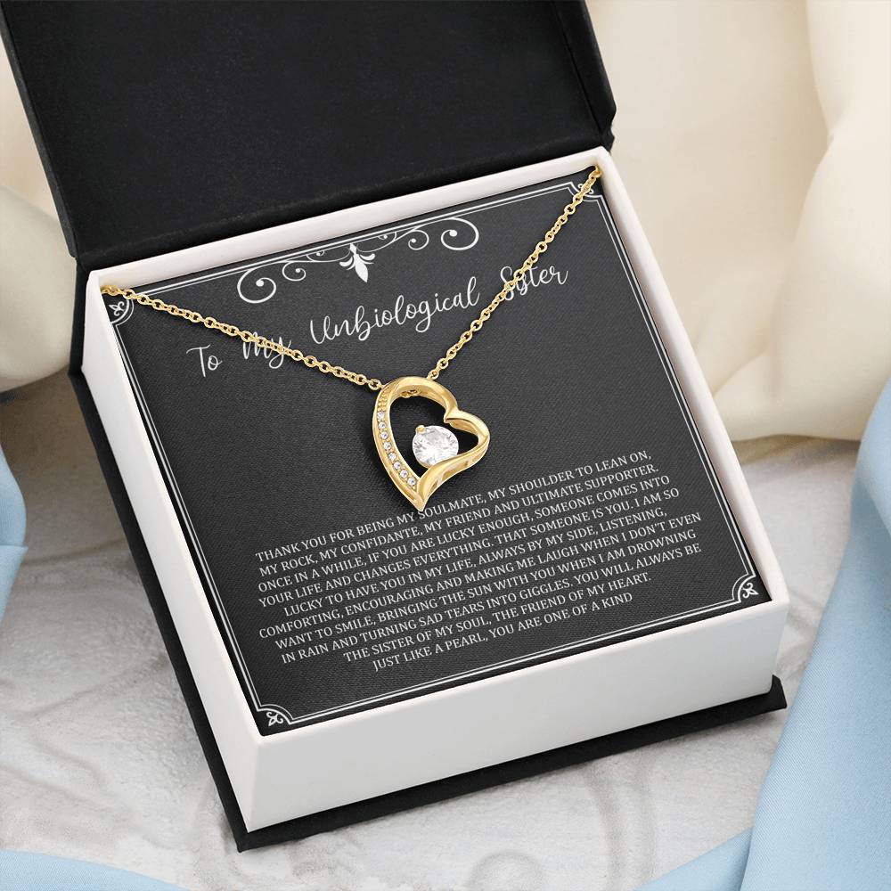 To My Unbiological Sister Gifts, My Soulmate, Forever Love Heart Necklace For Women, Birthday Present Idea From Sister-in-law