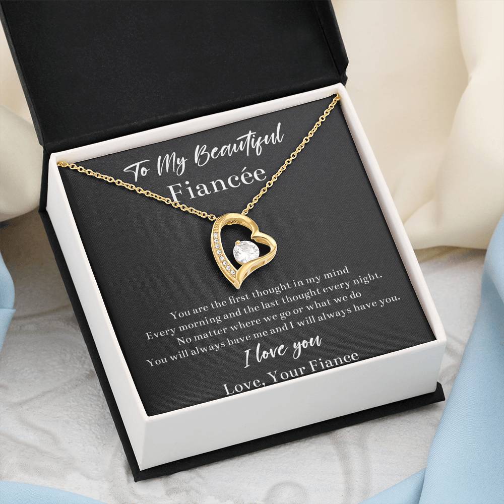To My Fiancée, You Will Always Have Me, Forever Love Heart Necklace For Women, Anniversary Birthday Valentines Day Gifts From Fiancé