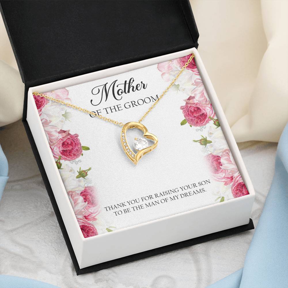 Mom of the Groom Gifts, Thank You For Raising Your Son, Forever Love Heart Necklace For Women, Wedding Day Thank You Ideas From Bride