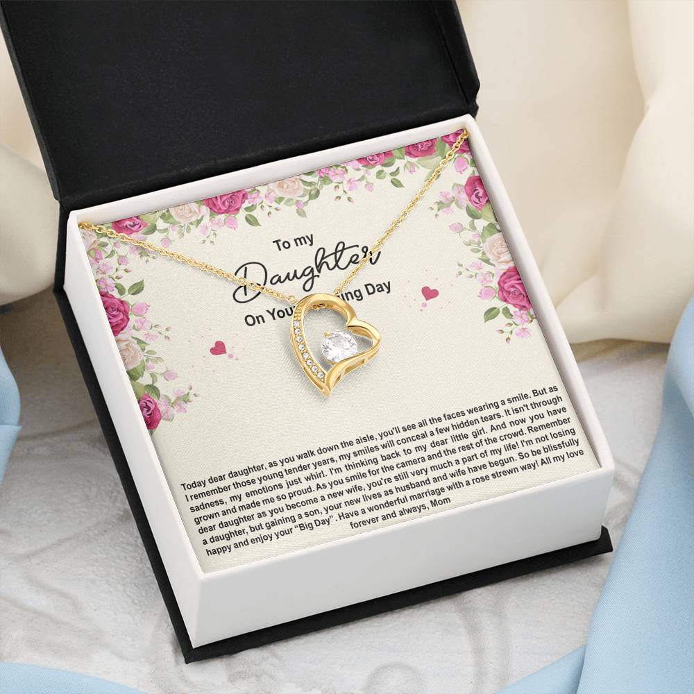 To My Bride Gifts, Enjoy Your Big Day, Forever Love Heart Necklace For Women, Wedding Day Thank You Ideas From Mom