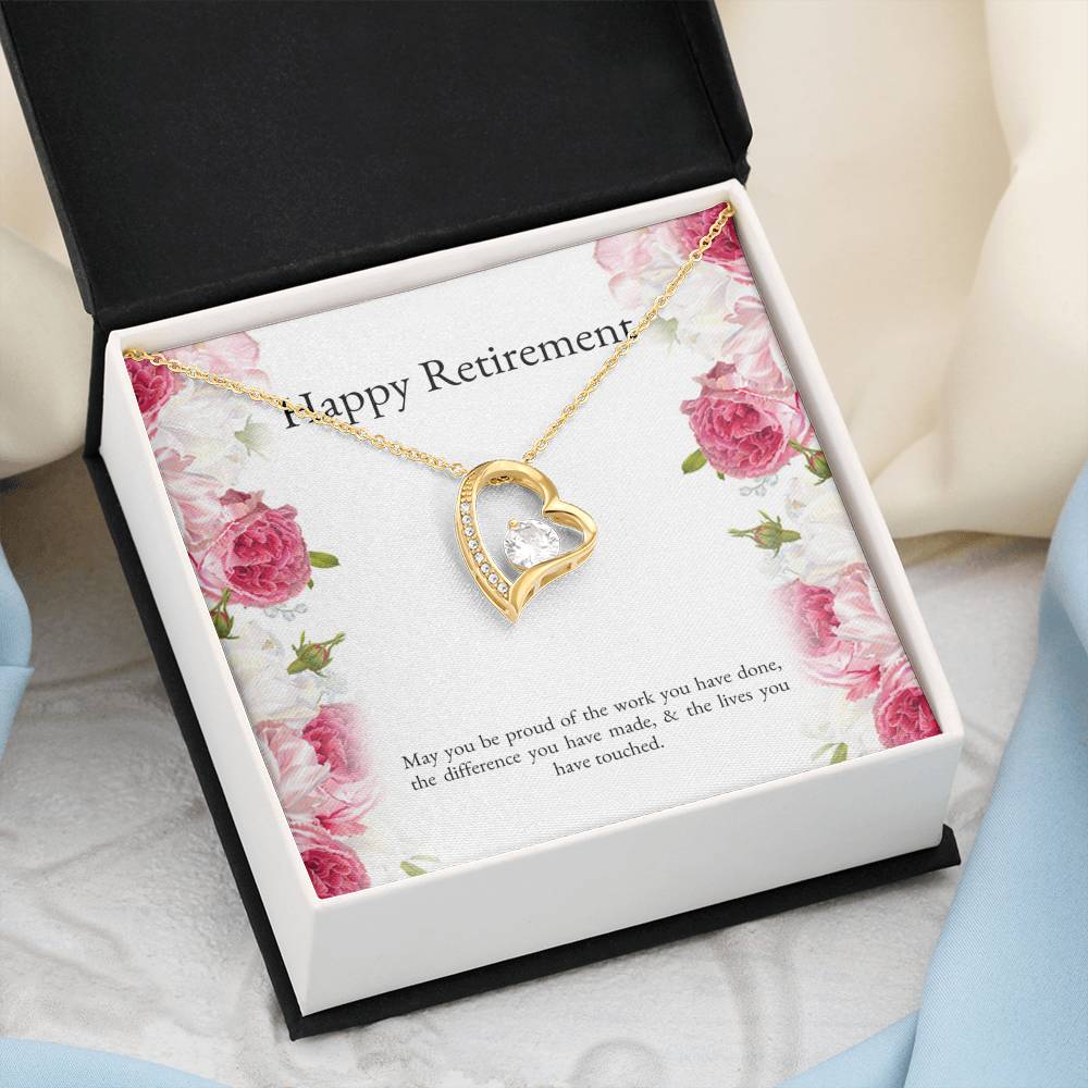 Retirement Gifts, Lives You Touched, Happy Retirement Forever Love Heart Necklace For Women, Retirement Party Favor From Friends Coworkers