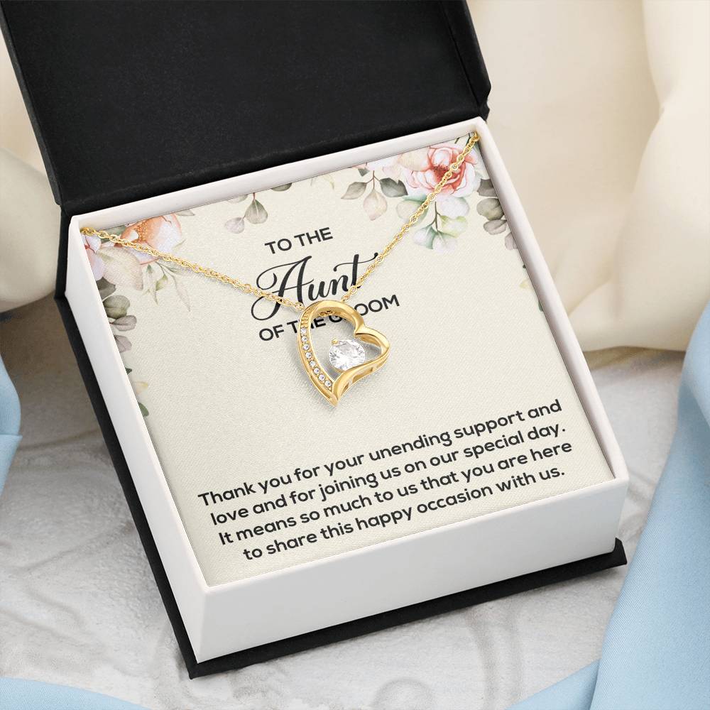 Aunt of the Groom Gifts, Thank You for Your Support, Forever Love Heart Necklace For Women, Wedding Day Thank You Ideas From Groom