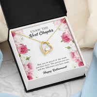 Load image into Gallery viewer, Retirement Gifts, Next Chapter, Happy Retirement Forever Love Heart Necklace For Women, Retirement Party Favor From Friends Coworkers
