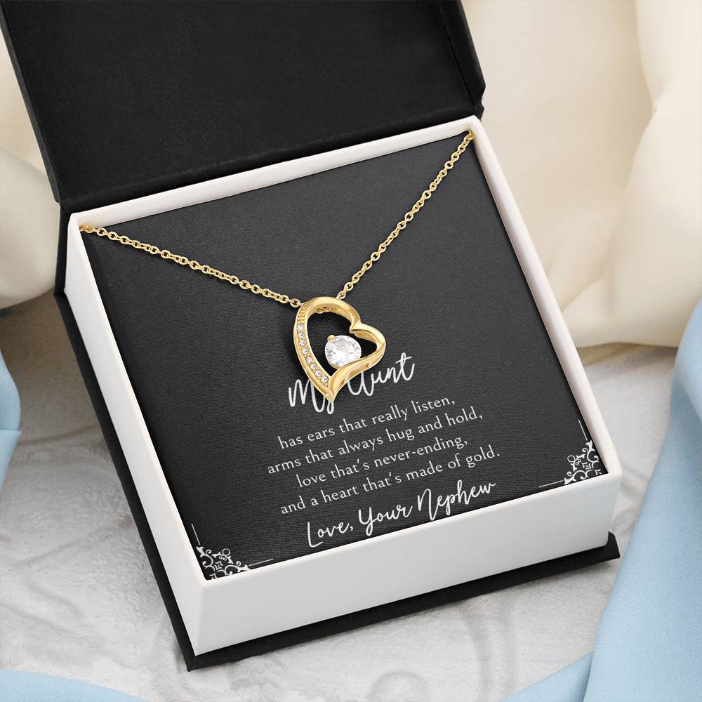 To My Aunt Gifts, Love That's Never Ending, Forever Love Heart Necklace For Women, Birthday Present Idea From Nephew