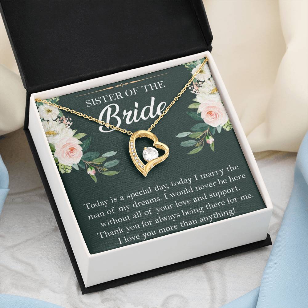 Sister of the Bride Gifts, Thank You for Being There, Forever Love Heart Necklace For Women, Wedding Day Thank You Ideas From Bride