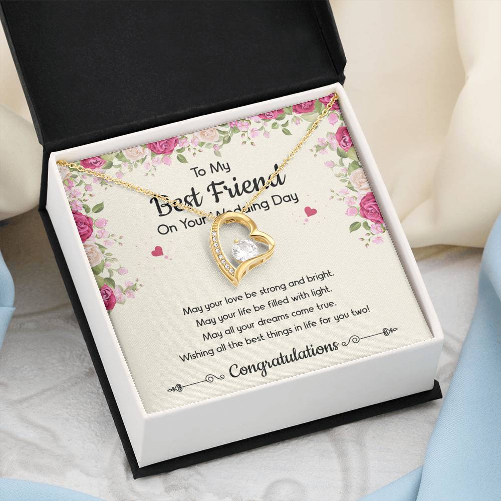 Bride Gifts, May Your Love Be Strong And Bright, Forever Love Heart Necklace For Women, Wedding Day Thank You Ideas From Best Friend