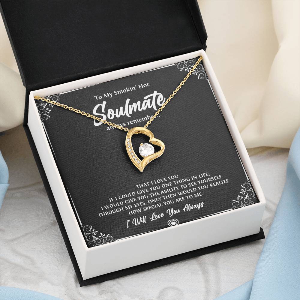 To My Soulmate, Smokin Hot Soulmate, Forever Love Heart Necklace For Girlfriend, Anniversary Birthday Valentines Day Gifts From Boyfriend