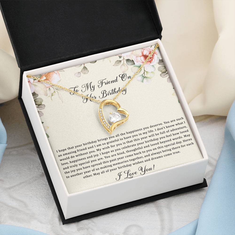 Birthday Gifts For Women, May Your Wishes Come True, Forever Love Heart Necklace, Happy Birthday Message Card Jewelry For Friend